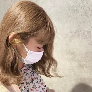 ミディアム カラー スキバサミを使わない カット🌼唯🌼のヘアスタイル