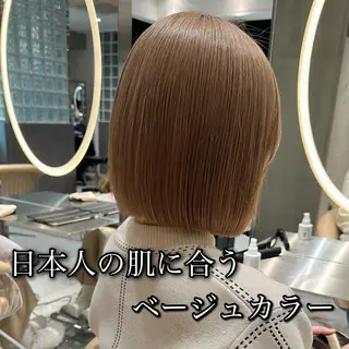 ショート カラー ブリーチなし 透明感カラー/艶髪のヘアスタイル