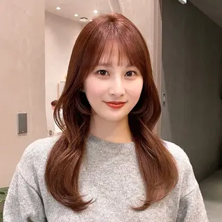ロング カラー HINA🎀韓国ヘア エクステ/小顔カットのヘアスタイル