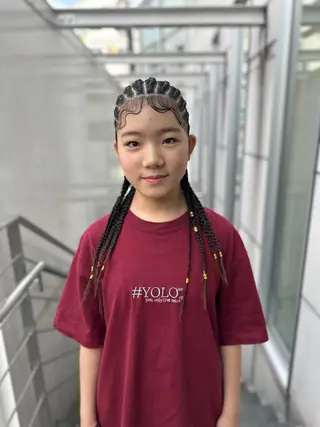 ロング メンズ キッズ BRAIDS💎愛子 大人ハイライト💎のヘアスタイル