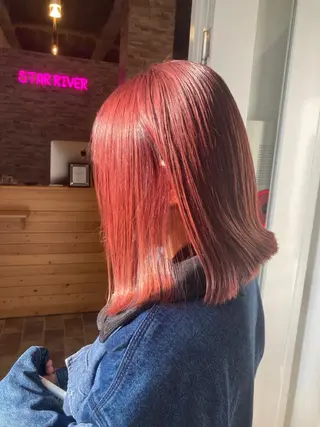 ミディアム カラー ヘアカラー&縮毛矯正 STAR☆RIVERのヘアスタイル