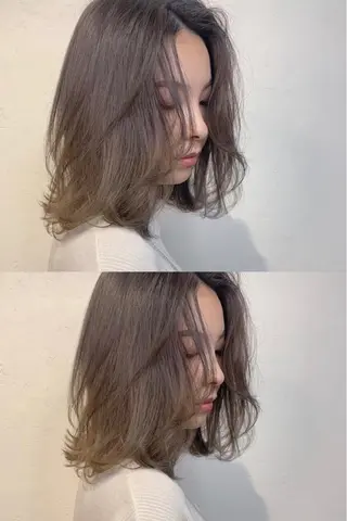 セミロング カラー _WHITE 高槻のヘアスタイル