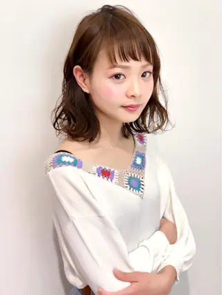 ミディアム カラー パーマ ディレクター ノナカのヘアスタイル