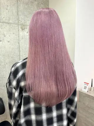 ロング カラー 切りっぱなしボブ/ ブリーチカラー/大塚のヘアスタイル