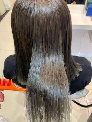 セミロング カラー 学割 悟 韓国風艶髪縮毛矯正のヘアスタイル