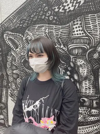 ミディアム カラー ヘアアレンジ 🌈派手髪エクステ ブレイズ🌈ひろとのヘアスタイル