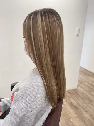 ロング カラー ハイライト⭐️上野 高広のヘアスタイル