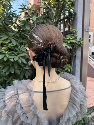 セミロング ヘアアレンジ 🎗️【ヘアセット 美眉】吉川玲🎗️のヘアスタイル