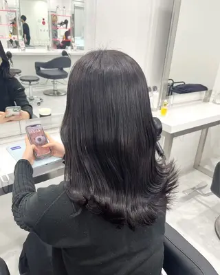 セミロング カラー ヘアアレンジ Ryo横浜韓国ヘア/ 曲がる縮毛矯正特化のヘアスタイル