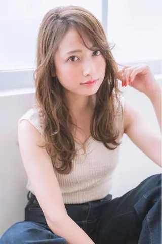 ミディアム カラー パーマ ヘアアレンジ 【白髪ぼかし 専門GBG】自由が丘のヘアスタイル