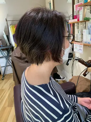 ショート カラー パーマ ヘアアレンジ メンズ キッズ ネイル マツエク・マツパ アイブロウ 白髪世代特化 🌿飯塚京橋のヘアスタイル