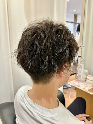 ショート パーマ メンズ 秋山知穂🧸縮毛矯正 ショート新越谷南越谷のヘアスタイル