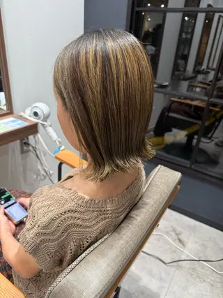 ミディアム ルナ🫐縮毛矯正 🫐髪質改善のヘアスタイル