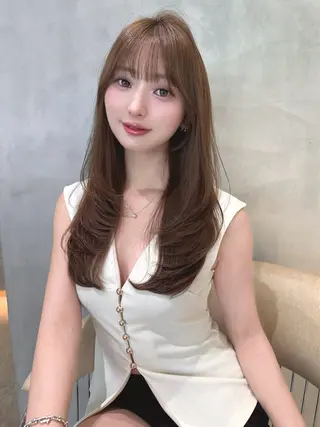 ロング カラー レイヤーカット/ 顔周り 五島巨幹のヘアスタイル