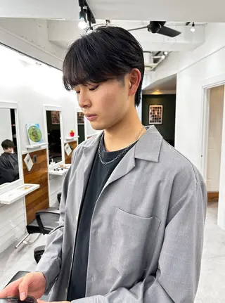 ミディアム メンズ グランジヘア 無造作ヘアHYUGAのヘアスタイル
