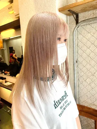ロング カラー ヘアアレンジ ハイトーンを育てる ブリーチカラー/牧原のヘアスタイル