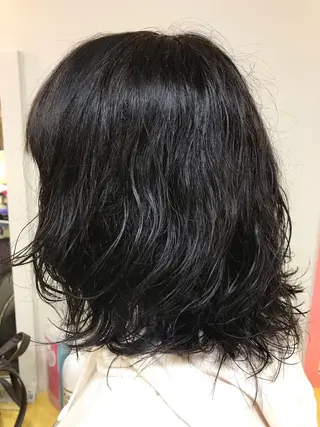 ミディアム カラー パーマ 横田 尚登のヘアスタイル