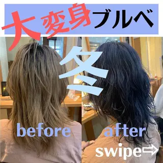 ミディアム カラー パーマ ヘアアレンジ メンズ キッズ ネイル マツエク・マツパ 髪質改善 艶髪🔵ﾌｾﾅｵﾔのヘアスタイル