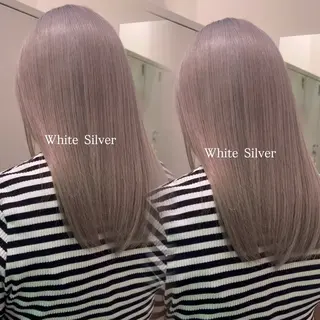 セミロング ハイトーンカラー/エ クステ/デザインのヘアスタイル