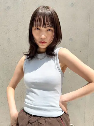 ミディアム カラー 嶋佐 昌大 シマサマオのヘアスタイル