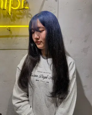 ロング カラー kanta 梅田 韓国ハイトーンのヘアスタイル