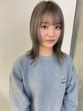 ミディアム カラー 森貴裕/ベージュ/ パーマ/オリーブのヘアスタイル