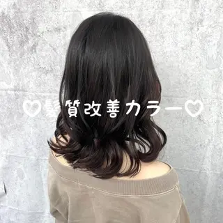 セミロング カラー 福岡口コミNo1🎀 コテ巻き風パーマ専門のヘアスタイル