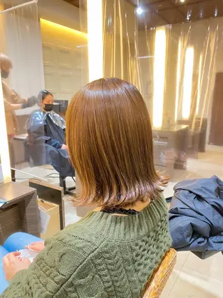 ミディアム カラー スパイラル波巻き パーマ井本汰壱のヘアスタイル