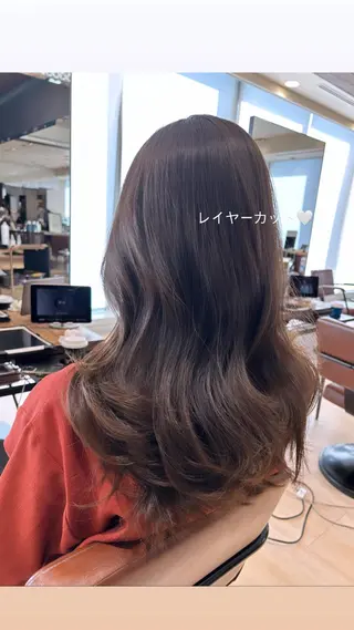 セミロング カラー 🍼顔周りカット/ レイヤー/小川華奈のヘアスタイル