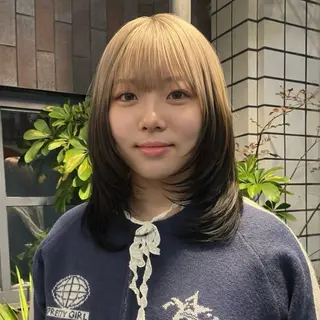 ミディアム ハイトーン/レイヤー カット/TAKEのヘアスタイル