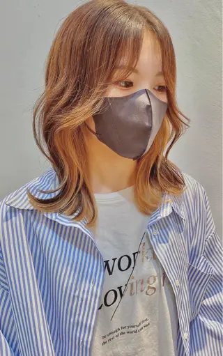 ミディアム 岐阜1番韓国ヘア/ 星羅/23°のヘアスタイル