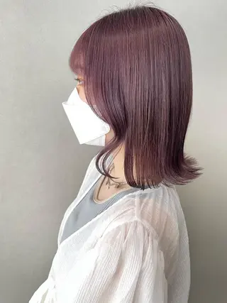ミディアム ブリーチカラー/ ベージュ/SARAのヘアスタイル