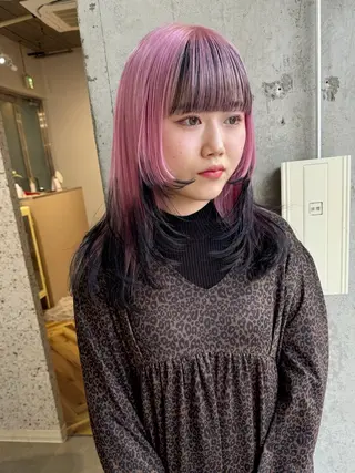 セミロング カラー ヘアアレンジ lani ブリーチ /ダブルカラーのヘアスタイル
