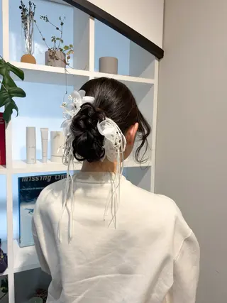 セミロング アレンジ/新宿 透明感カラー/ヤノのヘアスタイル