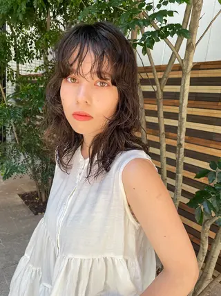 ミディアム パーマ KAZUKI カット　パーマのヘアスタイル