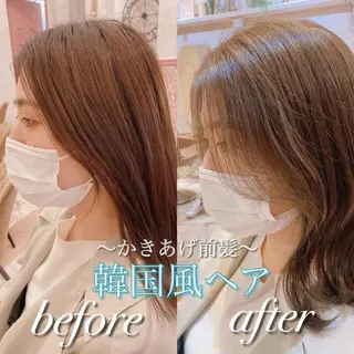 ミディアム 韓国風ヘア✻透明感 カラー✻yukaのヘアスタイル