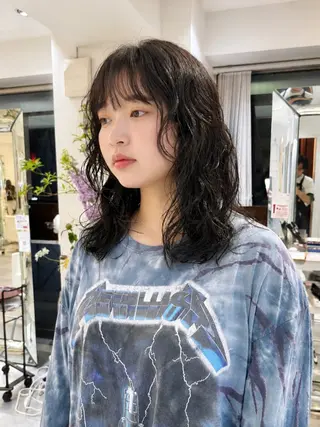 ミディアム パーマ デジタルパーマ 🌀ボブ　萩原　龍のヘアスタイル