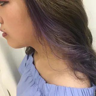ロング カラー ヘアアレンジ きむえり/髪質改善 /うねり広がり改善のヘアスタイル
