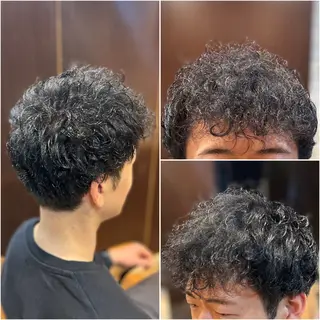 ミディアム パーマ メンズ 根尾 海咲のヘアスタイル