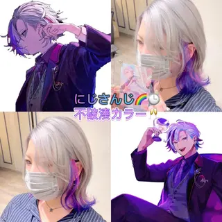 ミディアム カラー 推しカラー💫 ブリーチ💫若菜覚のヘアスタイル