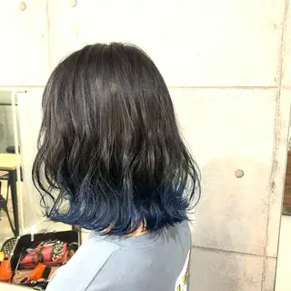 ミディアム カラー パーマ ヘアアレンジ メンズ キッズ ネイル マツエク・マツパ 切りっぱなしヘアボブ ミディアムヘアRYOのヘアスタイル