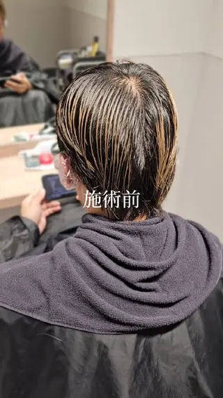 ショート メンズ 縮毛矯正をしている人 のためのカラーのヘアスタイル