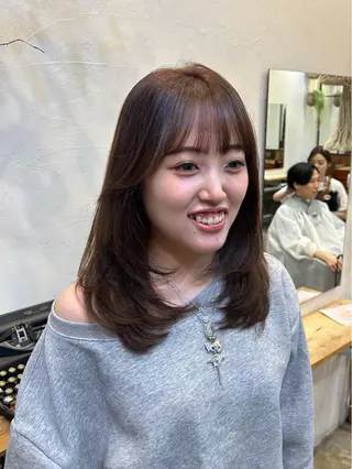 セミロング カラー 海奈 メンズカットのヘアスタイル