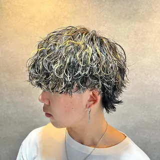 ショート カラー パーマ ヘアアレンジ メンズ 仕上がり満足度No. 1🔥BLUCK🔥のヘアスタイル