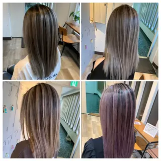 セミロング カラー ブリーチ特化／ハイト ーン／ホワイトカラーのヘアスタイル