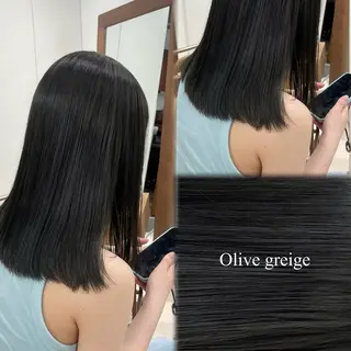 セミロング カラー 垢抜け小顔レイヤー オリーブ/スミレのヘアスタイル