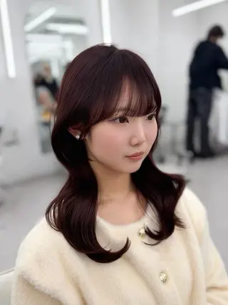 セミロング カラー 韓国ヘア/顔周り ヘアセット/加藤優里のヘアスタイル