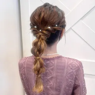 ヘアアレンジ 韓国レイヤー 暖色カラー/さくらのヘアスタイル