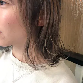 ミディアム カラー パーマ ヘアアレンジ 【白髪ぼかし 専門GBG】自由が丘のヘアスタイル