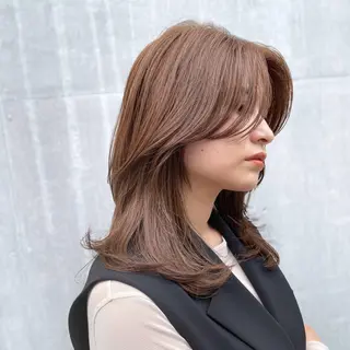 ミディアム レイヤー特化/小顔顔 周り/セノ/表参道のヘアスタイル